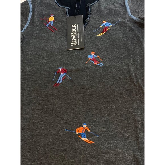 NWT Alp-N-Rock Slope Henley Ski Après Sweater Organic Embroidered Gray XS/S $198 - Picture 9 of 16